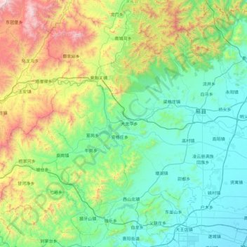 Mappa topografica 易县, altitudine, rilievo