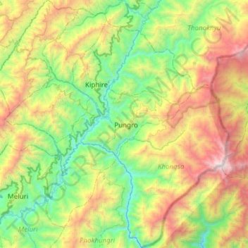 Mappa topografica Kiphire, altitudine, rilievo