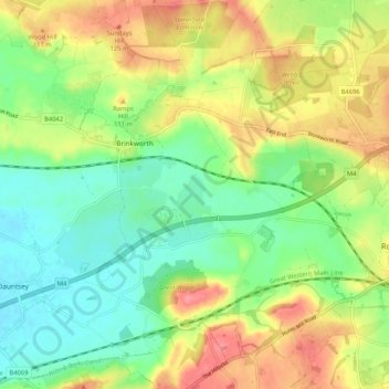 Mappa topografica Brinkworth, altitudine, rilievo