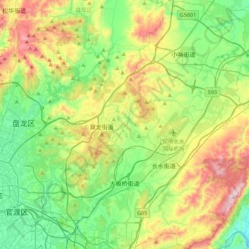 Mappa topografica 大板桥街道, altitudine, rilievo