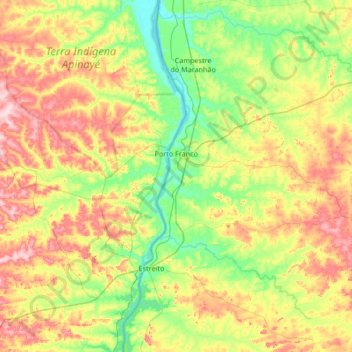 Mappa topografica Porto Franco, altitudine, rilievo
