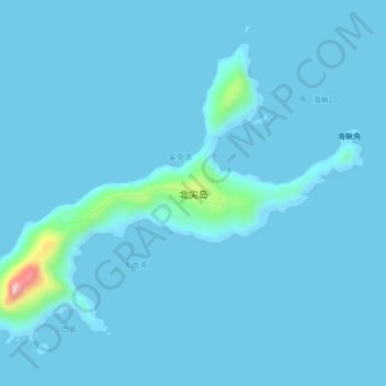 Mappa topografica 北尖岛, altitudine, rilievo