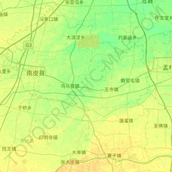 Mappa topografica 南皮县, altitudine, rilievo