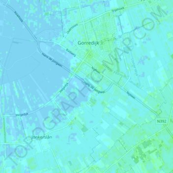 Mappa topografica Gorredijk, altitudine, rilievo