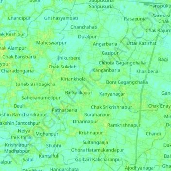 Mappa topografica Bishnupur - II, altitudine, rilievo