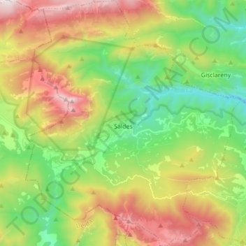 Mappa topografica Saldes, altitudine, rilievo