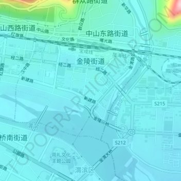 Mappa topografica 金陵街道, altitudine, rilievo