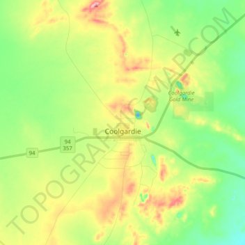 Mappa topografica Coolgardie, altitudine, rilievo