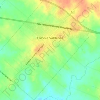 Mappa topografica Colonia Valdense, altitudine, rilievo
