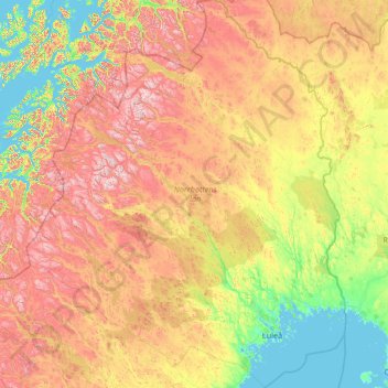 Mappa topografica Provinz Norrbotten, altitudine, rilievo