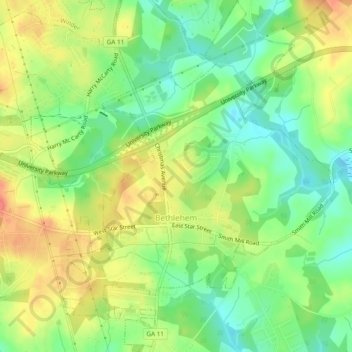 Mappa topografica Bethlehem, altitudine, rilievo