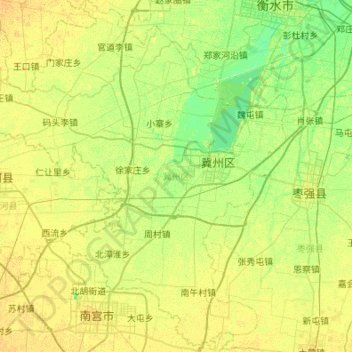 Mappa topografica 冀州区, altitudine, rilievo