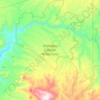 Mappa topografica Aravaipa Canyon Wilderness Area, altitudine, rilievo