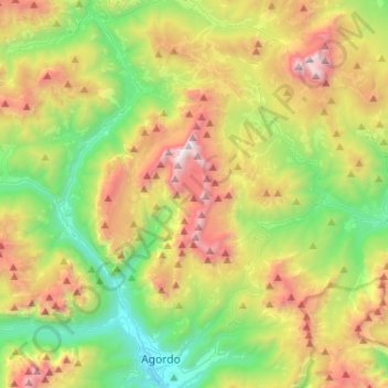 Mappa topografica Monte Civetta, altitudine, rilievo