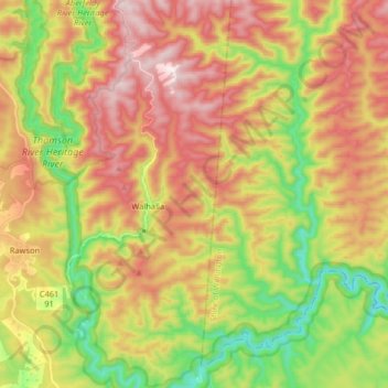 Mappa topografica Walhalla, altitudine, rilievo