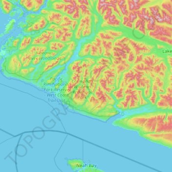 Mappa topografica Area F (Cowichan Lake South / Skutz Falls), altitudine, rilievo