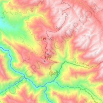 Mappa topografica Huancaspata, altitudine, rilievo
