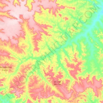 Mappa topografica Sucupira do Riachão, altitudine, rilievo