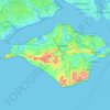 Mappa topografica Isle of Wight, altitudine, rilievo