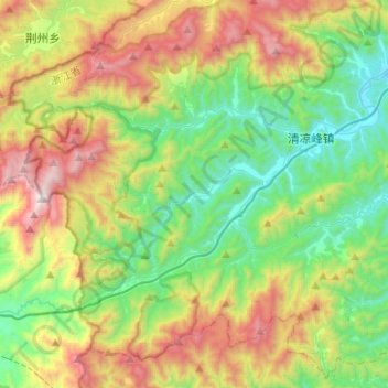 Mappa topografica 清凉峰镇, altitudine, rilievo