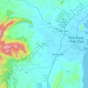 Mappa topografica Ninh Phước District, altitudine, rilievo
