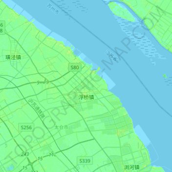 Mappa topografica 浮桥镇, altitudine, rilievo