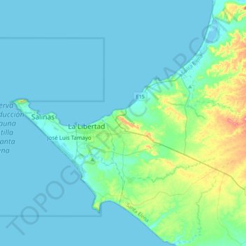 Mappa topografica Santa Elena, altitudine, rilievo