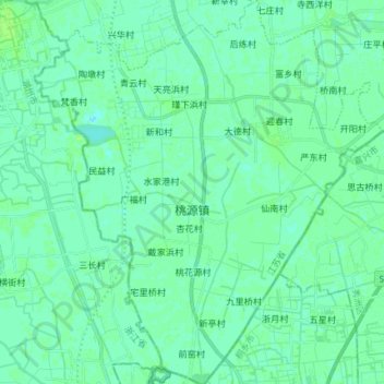 Mappa topografica 桃源镇, altitudine, rilievo