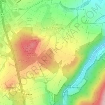 Mappa topografica Dagobertshausen, altitudine, rilievo