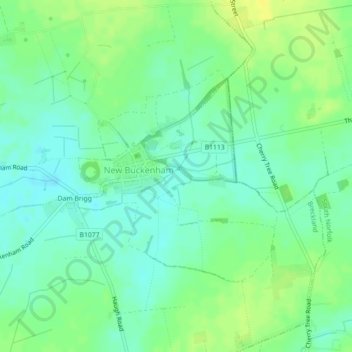 Mappa topografica New Buckenham, altitudine, rilievo