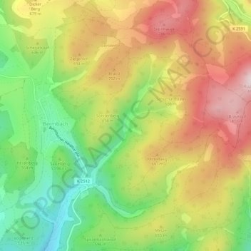 Mappa topografica Bermbach, altitudine, rilievo