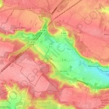 Mappa topografica 91460, altitudine, rilievo