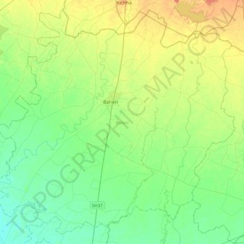 Mappa topografica Baheri, altitudine, rilievo