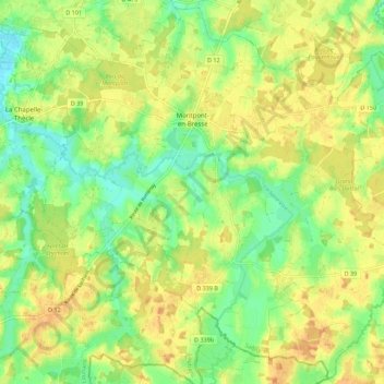 Mappa topografica Montpont-en-Bresse, altitudine, rilievo