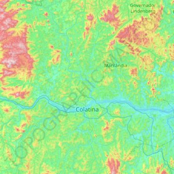 Mappa topografica Colatina, altitudine, rilievo