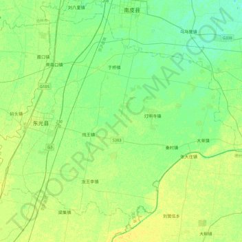Mappa topografica 东光县, altitudine, rilievo