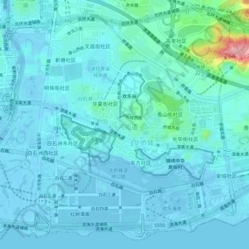 Mappa topografica 沙河街道, altitudine, rilievo