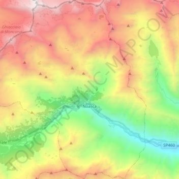 Mappa topografica Noasca, altitudine, rilievo