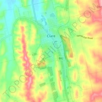 Mappa topografica Clare, altitudine, rilievo