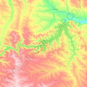 Mappa topografica Fort Peck Lake, altitudine, rilievo