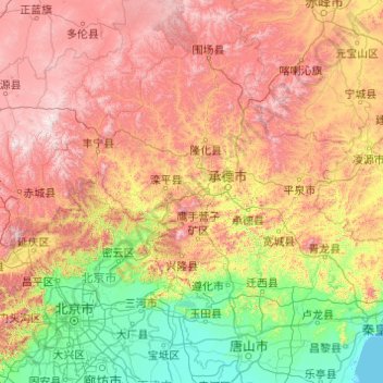 Mappa topografica 滦河, altitudine, rilievo