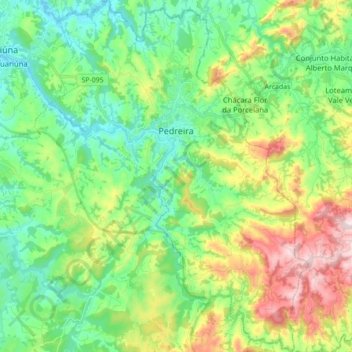 Mappa topografica Pedreira, altitudine, rilievo