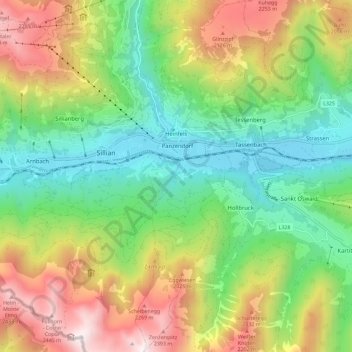 Mappa topografica Heinfels, altitudine, rilievo