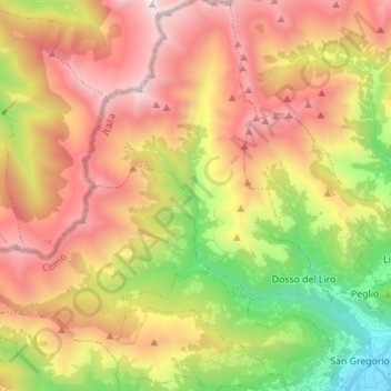 Mappa topografica Torrente Liro - Fiume Liro, altitudine, rilievo