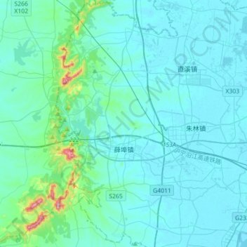 Mappa topografica 薛埠镇, altitudine, rilievo