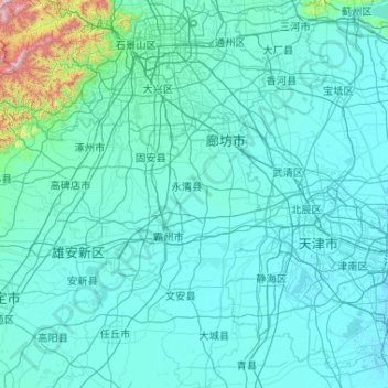 Mappa topografica 廊坊市, altitudine, rilievo