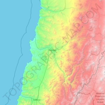 Mappa topografica Copiapó, altitudine, rilievo