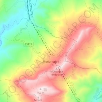 Mappa topografica Marianopoli, altitudine, rilievo