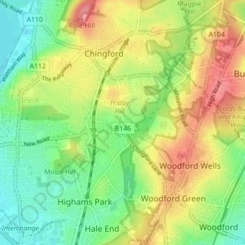 Mappa topografica River Ching, altitudine, rilievo