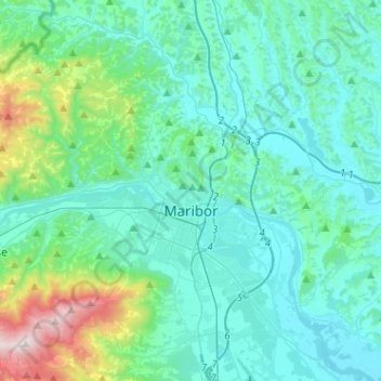 Mappa topografica Marburgo, altitudine, rilievo